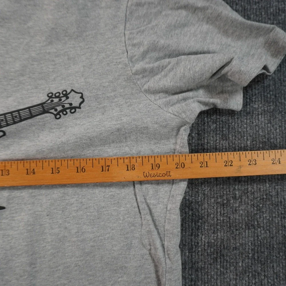 True Religion Graphic T-Shirt Mens Small Gray Buddha Guitar Relaxed Fit Tee